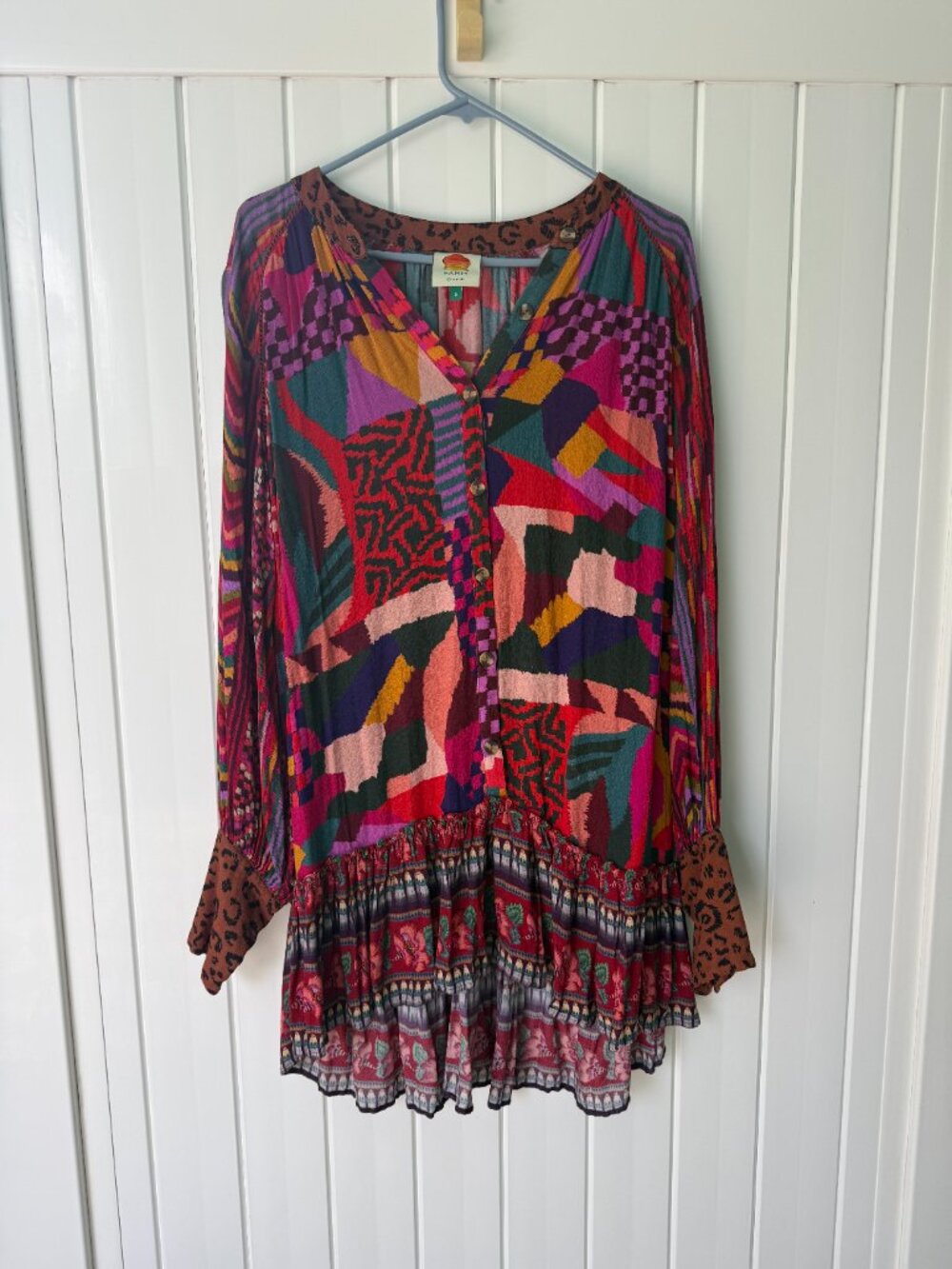 FARM Rio Mixed Print Ruffle Hem Mini Dress S - Picture 5 of 12